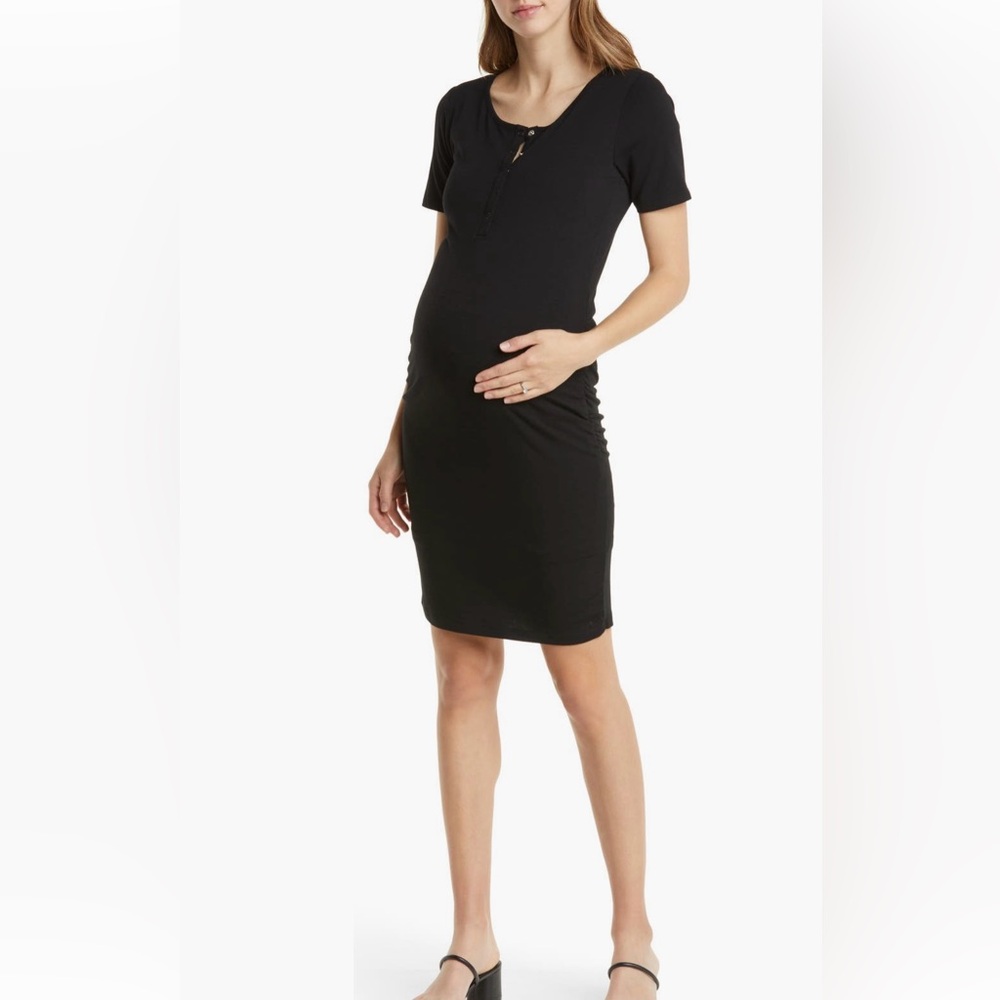 Snap front body con Maternity Dress
